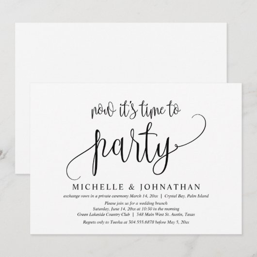 Nu is het Tijd om te Feesten, Post Trouwfeest Elop Kaart (Voorkant / Achterkant)