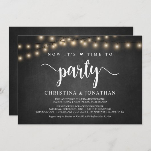 Nu is het tijd om te feesten, Rustic Elopement Par Kaart (Voorkant / Achterkant)