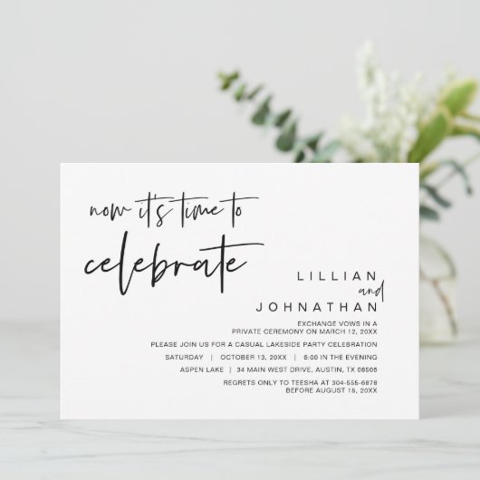 Nu is het tijd om te vieren, Trouw Elopement Kaart (Staand voorkant)