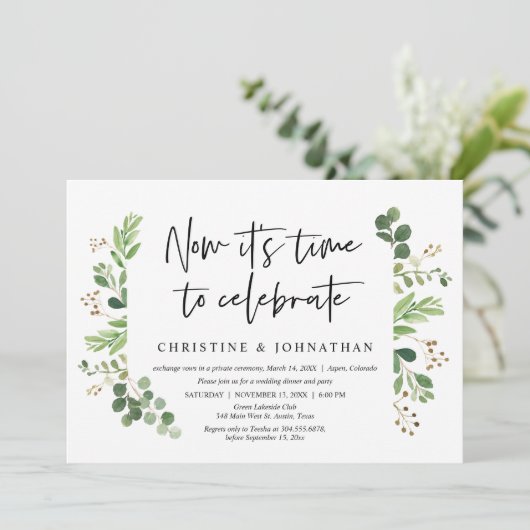 Nu is het tijd om te vieren, Trouw Elopement Kaart (Staand voorkant)