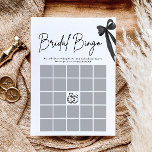 Nu is ze Tying the Knot Vrijgezellenfeest Bingo Ga Kaart<br><div class="desc">Maak je vrijgezellenfeest extra leuk met deze Black Bow She's Tying the Knot Vrijgezellenfeest Bingo Game Invitation! 🎀💍 Met een chique zwarte strik en een elegant script is deze stijlvolle gamekaart perfect voor een stijlvol feest met een coquette-thema. Gasten kunnen hun gissingen invullen en meespelen terwijl cadeaus worden geopend! 🖤✨...</div>