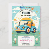 Nu jongen schattig golfgat in een eerste 1e verjaa kaart (Voorkant)