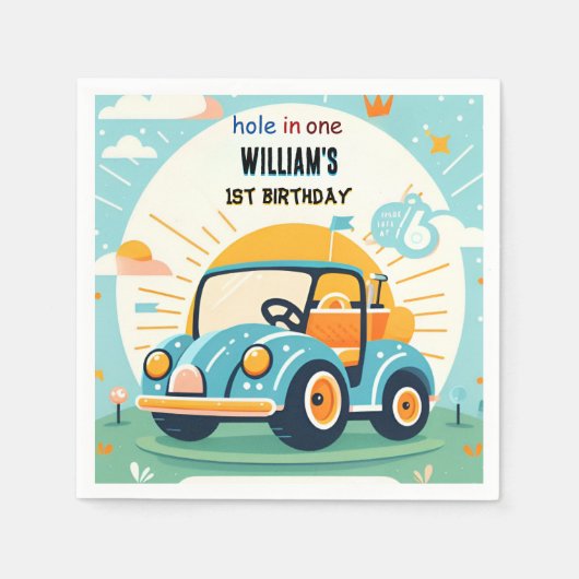 Nu jongen schattig golfgat in een eerste 1e verjaa servet (Voorkant)
