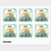 Nu jongen schattig golfgat in een eerste 1e verjaa vierkante sticker (Vel)