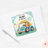 Nu jongen schattig golfgat in een eerste 1e verjaa vierkante sticker (Envelop)