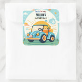 Nu jongen schattig golfgat in een eerste 1e verjaa vierkante sticker (Tas)