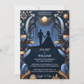 Nu Kasteel Luxe Fuchsia Kroon Koninklijk Blauw Bru Kaart (Voorkant)