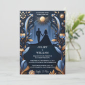 Nu Kasteel Luxe Fuchsia Kroon Koninklijk Blauw Bru Kaart (Staand voorkant)