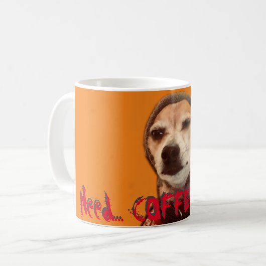 NU KOFFIE NODIG! Carlos B. Dog Coffee Mok (Voorkant links)