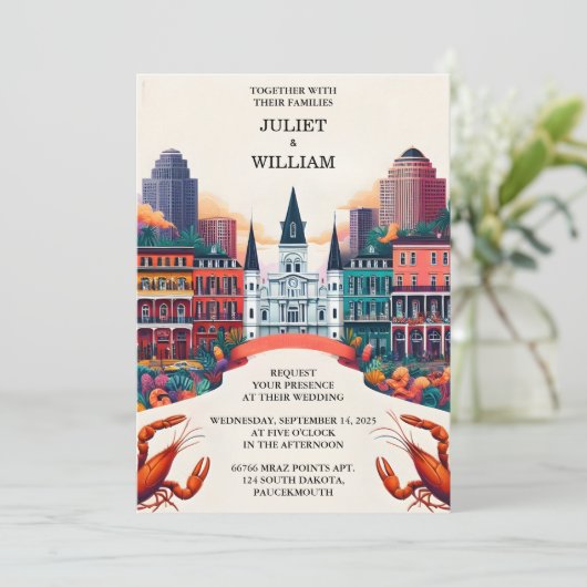 Nu kreeft strand oceaan zomer New Orleans bruiloft Kaart (Staand voorkant)