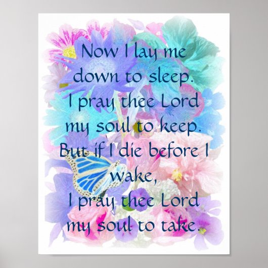 "Nu laat ik me omlaag om te slapen" Art Print (Voorkant)