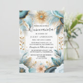 Nu Lamp Ivory Ice Sky Gold Light Blue Quinceanera Kaart (Staand voorkant)