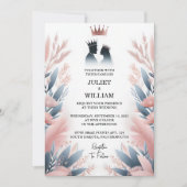 Nu Lange Tulle Regal Royal Glam Blush Roze Bruilof Kaart (Voorkant)