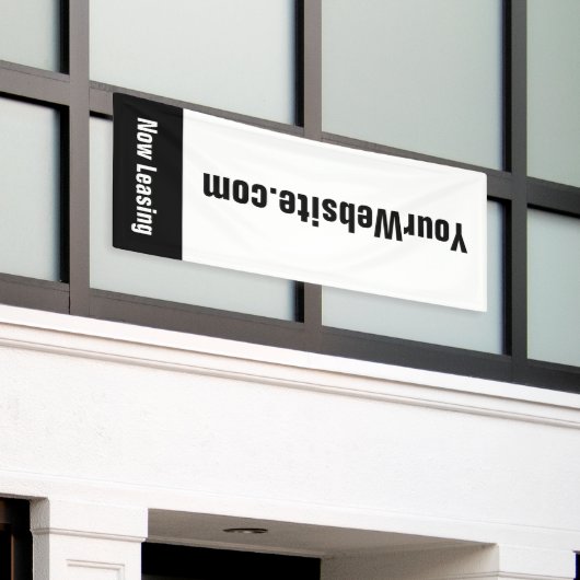 Nu leasen appartement website zwart-wit spandoek (Buitenkant Gebouw)