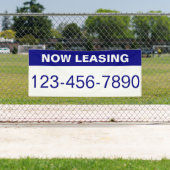 Nu leasen blauw wit groot cijfer telefoonnummer spandoek (Insitu)