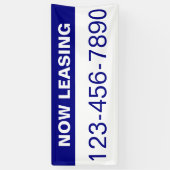 Nu leasen blauw wit groot cijfer telefoonnummer spandoek (Verticaal)