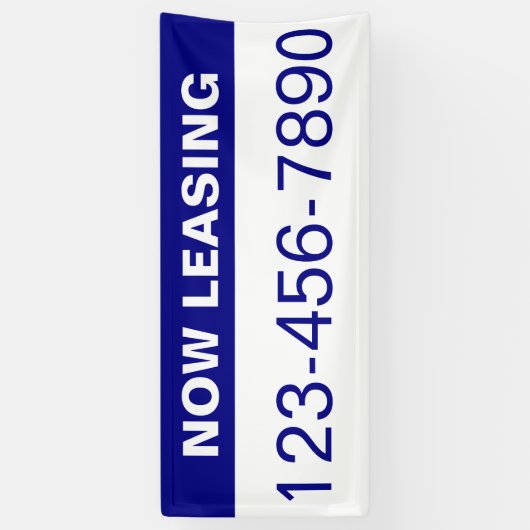 Nu leasen blauw wit groot cijfer telefoonnummer spandoek (Verticaal)