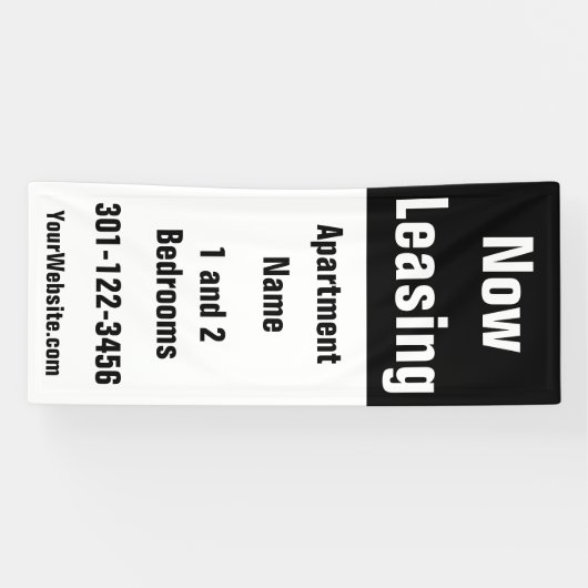 Nu Leasing Apartaam Zwart-wit Spandoek (Horizontaal)