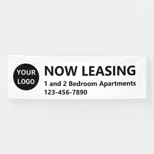 Nu Leasing Apartments Zwart-wit Uw Logo Spandoek (Horizontaal)