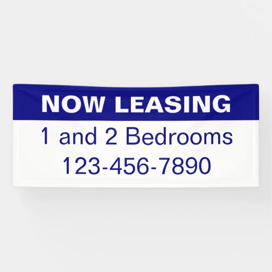 Nu Leasing Blue and White Appartementen te Huur Spandoek (Horizontaal)