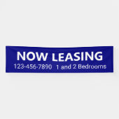 Nu Leasing Blue en White Appartement Verhuur Telef Spandoek (Horizontaal)