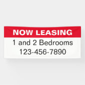 Nu Leasing Red Black & White Appartementen te Huur Spandoek (Horizontaal)