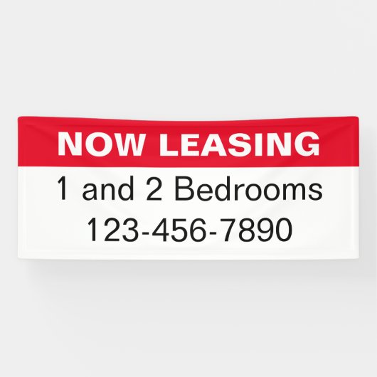 Nu Leasing Red Black & White Appartementen te Huur Spandoek (Horizontaal)