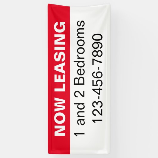 Nu Leasing Red Black & White Appartementen te Huur Spandoek (Verticaal)