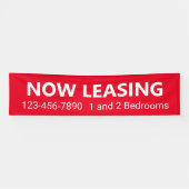 Nu Leasing Rood en Wit Appartement Verhuur Telefoo Spandoek (Horizontaal)