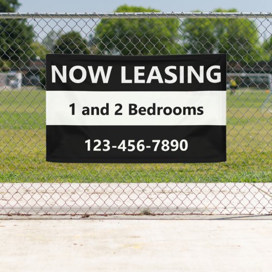 Nu Leasing Zwart en Wit Appartement Verhuur Spandoek (Insitu)