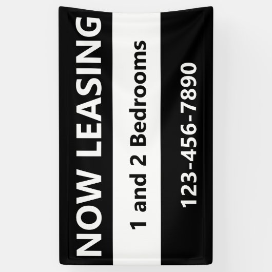 Nu Leasing Zwart en Wit Appartement Verhuur Spandoek (Verticaal)