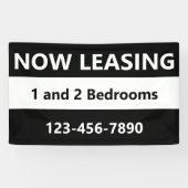 Nu Leasing Zwart en Wit Appartement Verhuur Spandoek (Horizontaal)