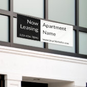 Nu Leasing Zwart-wit Appartement Naam & Telefoon Spandoek (Buitenkant Gebouw)