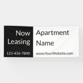 Nu Leasing Zwart-wit Appartement Naam & Telefoon Spandoek (Horizontaal)
