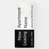 Nu Leasing Zwart-wit Appartement Naam & Telefoon Spandoek (Verticaal)