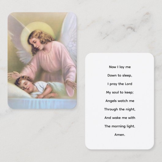 Nu leg ik me neer om engel met kind te slapen visitekaartje (Voorkant / Achterkant)