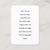 Nu leg ik me neer om engel met kind te slapen visitekaartje (Achterkant)