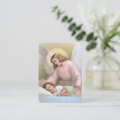 Nu leg ik me neer om engel met kind te slapen visitekaartje (Staand voorkant)