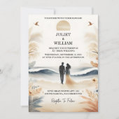 Nu Lente Zomer Ocean Beach Bestemming Bruiloft Kaart (Voorkant)