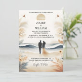 Nu Lente Zomer Ocean Beach Bestemming Bruiloft Kaart (Staand voorkant)