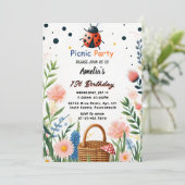 Nu meisjes houden van insectenpicknick polka dot 1 kaart (Staand voorkant)