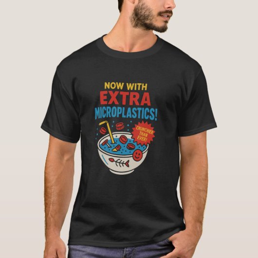Nu Met Extra Microplastics Parodie T-shirt (Voorkant)