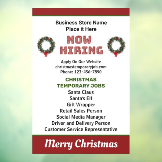 Nu met het huren van de Feestdagen van Kerstmis Aa Raamsticker (Vel 3)