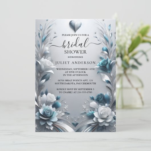 Nu metaalglam glanzend high-end zilver Vrijgezelle Kaart (Staand voorkant)