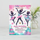 nu moderne schattige sprong meisje gymnastiek 10e  kaart (Staand voorkant)