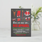 Nu moeten we ons kerstfeest op rood kleed vieren. kaart (Staand voorkant)