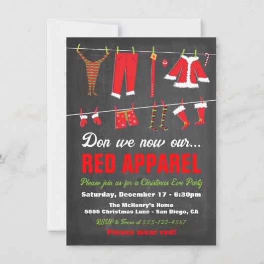 Nu moeten we ons kerstfeest op rood kleed vieren. kaart (Voorkant)