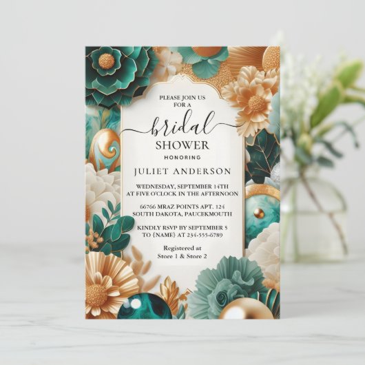 Nu Monstera Emerald Groen en Goud Vrijgezellenfees Kaart (Staand voorkant)