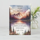Nu Mountain Lakeside Forest Outdoor Lake Wedding Kaart (Staand voorkant)