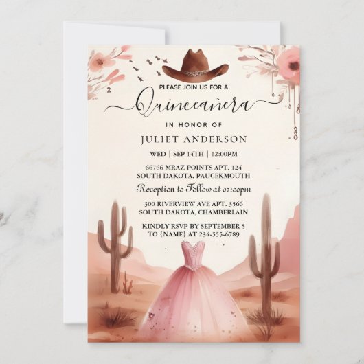 Nu Natuur Boerderij Hout Boho Westerse Quinceanera Kaart (Voorkant)